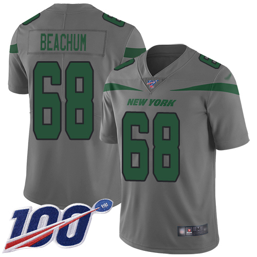 New York Jets Limited Gray Youth Kelvin Beachum Jersey NFL Football #68 100th Season Inverted Legend